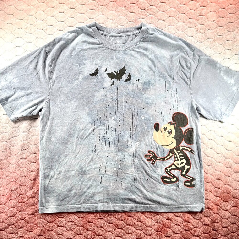 Disney Parks 2025 Halloween Skeleton Mickey Mouse Tie Dye Shirt Size Large